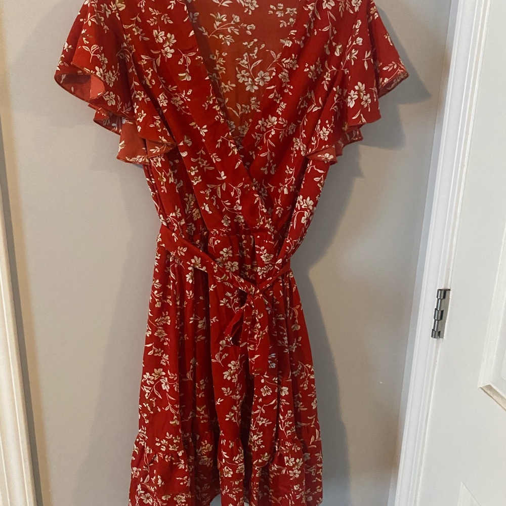 New Red Floral Mini Dress